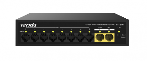 Фотография товара 'Tenda S110PC Доступный коммутатор неуправляемое устройство с десятью портами 10/100 Мбит/с'